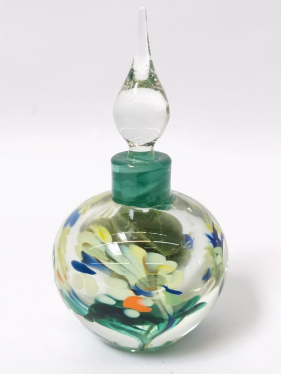 Vintage Signed Floral Millefiori Art Glass Perfume (1 of 7)