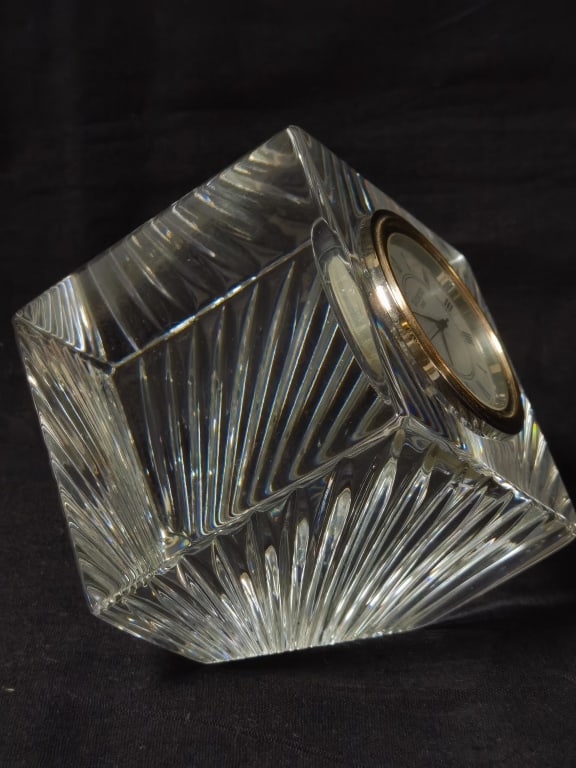 Vintage Waterford Crystal Cube Table Clock - 2
