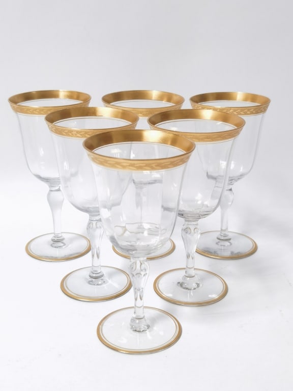 (6) Vintage Gilt-Rimmed Water Goblets (1 of 3)