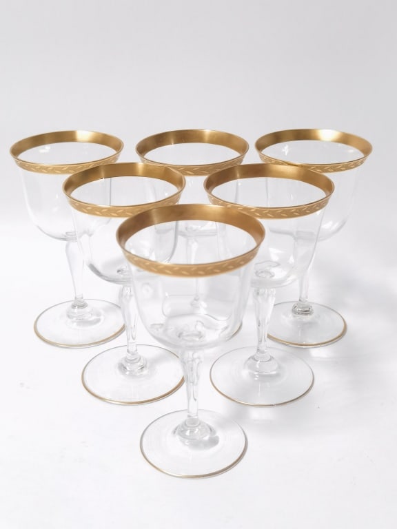 (6) Vintage Gilt-Rimmed Wine Glasses (1 of 3)