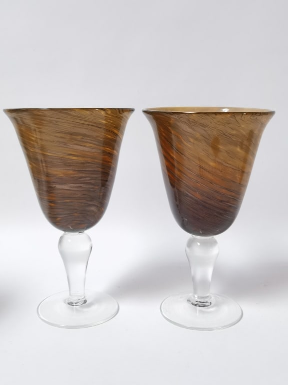 (2) Vintage Murano Italy Tortoiseshell Wine Glasse (1 of 3)