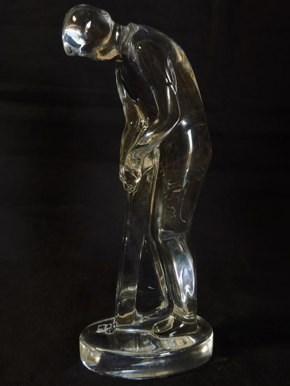 Baccarat France Crystal Golfer Figurine: Baccarat France Crystal Golfer Figurine, 8.75in