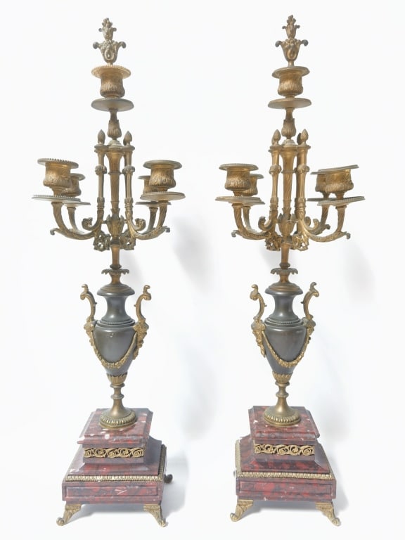 Pr. of 19th C. French Gilt Bronze Candelabra with (1 of 9)
