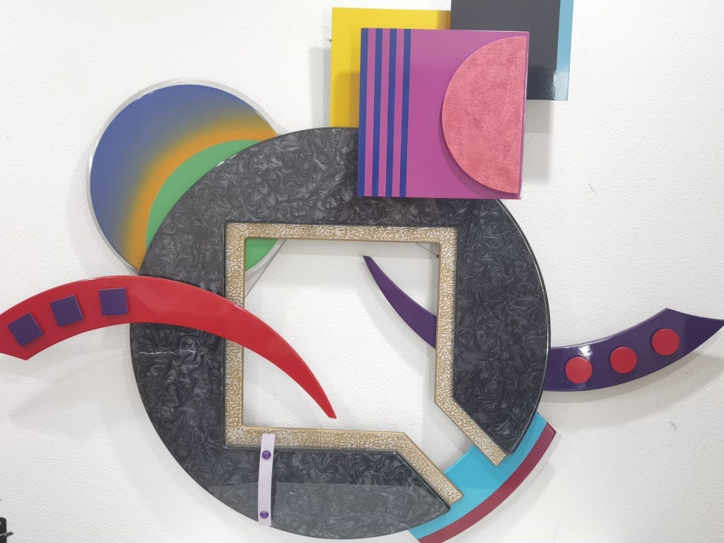 1997 C. French Geometrical Abstract Wall Sculpture: 1997 C. French Geometrical Abstract Wall Sculpture, 59in by 44in