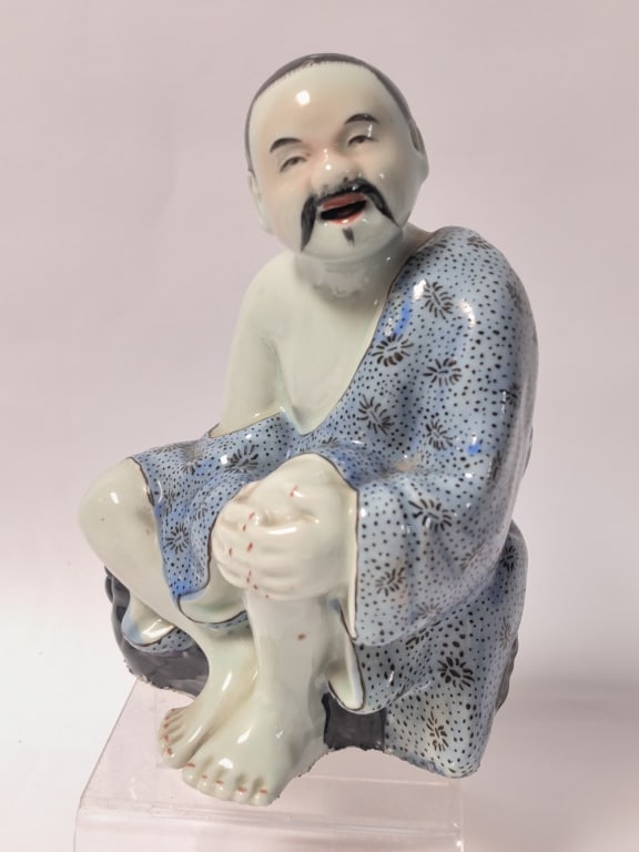 Late Qing Chinese Porcelain Famille Rose Fishman: Late Qing Chinese Porcelain Famille Rose Fishman "Yu Fu Kan Qiao", 8in by 55in