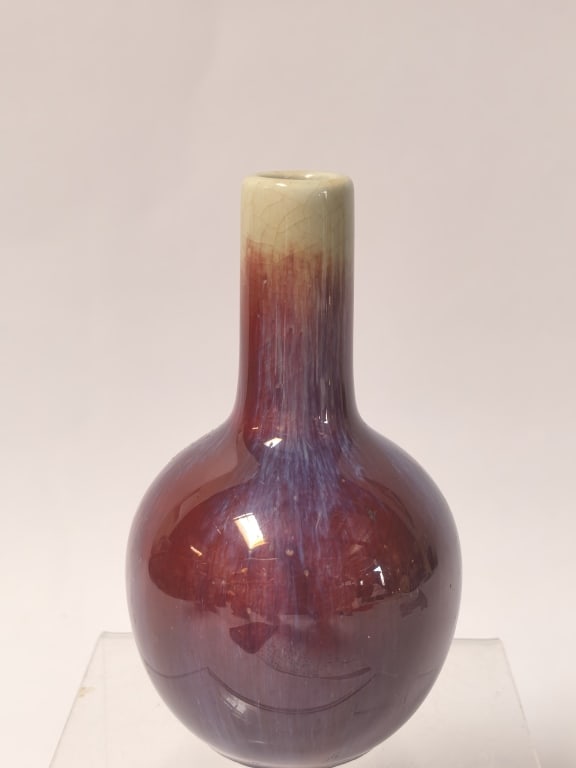 Chinese Porcelain Flambe Glaze Bulbous Vase (1 of 3)