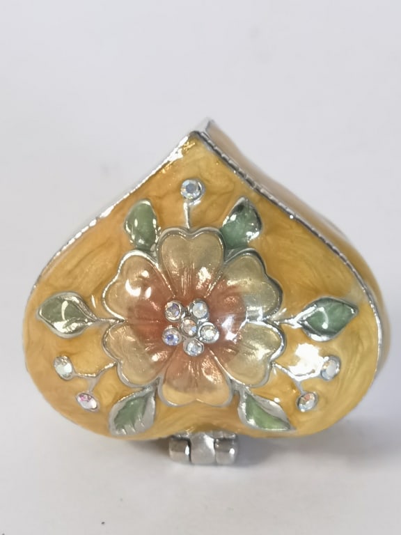Monet Heart-Shaped Enameled Floral Trinket Box (1 of 3)