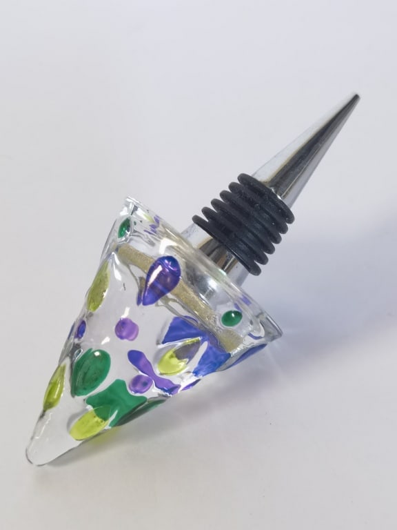 Murano Italy Art Glass Conical Wine Bottle Stopper: Murano Italy Art Glass Conical Wine Bottle Stopper, 5in
