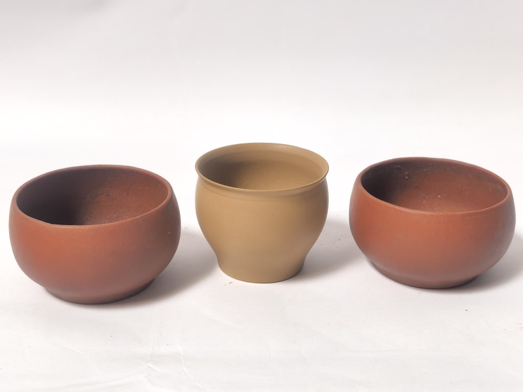(3) Vintage Chinese YiXing ZiSha Cups (1 of 5)