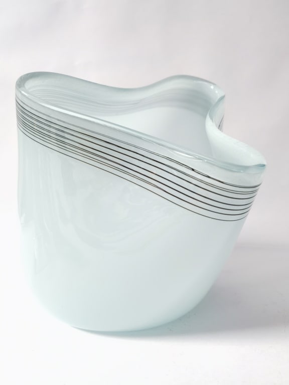 Vintage Dali Style Carribean Blue Glass Vase: Vintage Dali Style Carribean Blue Glass Vase, 12in by 10in
