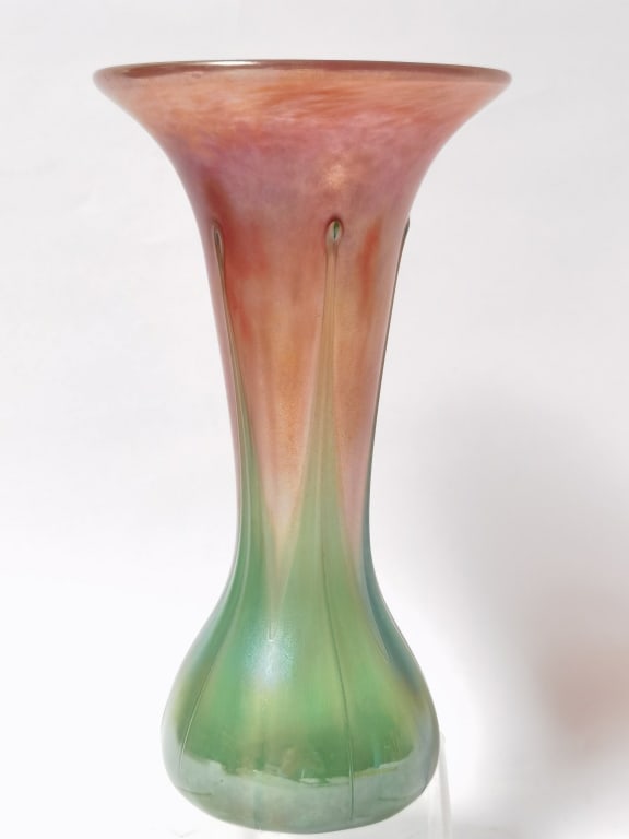 2001 Joel Bloomberg Iridescent Green/Amber Art Gla (1 of 8)
