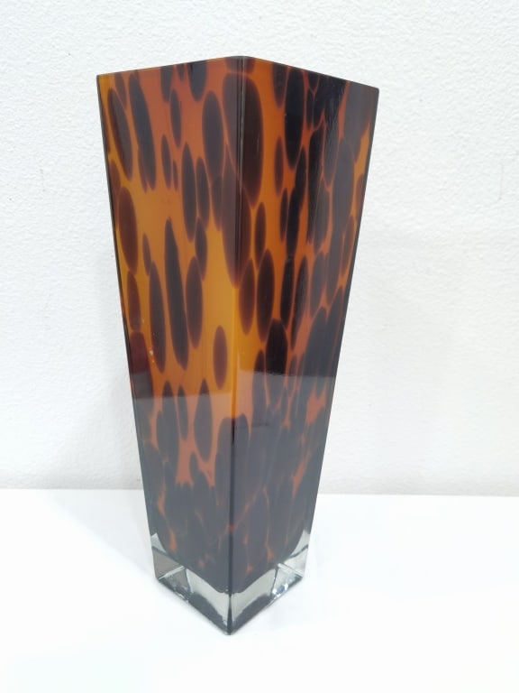 Large Clear Overcast Tortoise Shell Glass Vase - 2