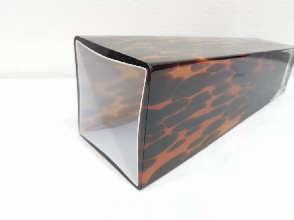 Large Clear Overcast Tortoise Shell Glass Vase - 3