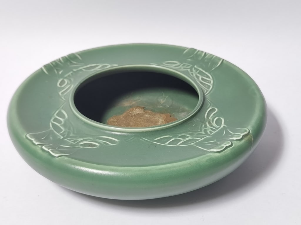 Vintage Austrian Art Pottery Low Bowl: Vintage Austrian Art Pottery Low Bowl, 8.5in
