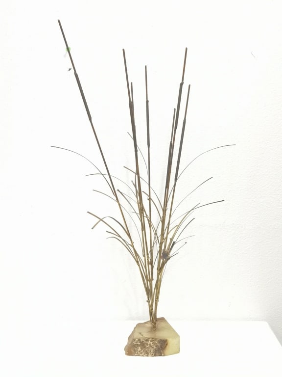 Signed J. Mullen Brass Cattails Sculpture (1 of 7)
