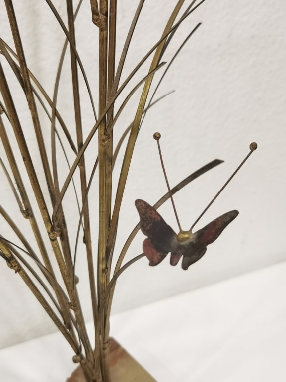 Signed J. Mullen Brass Cattails Sculpture - 3