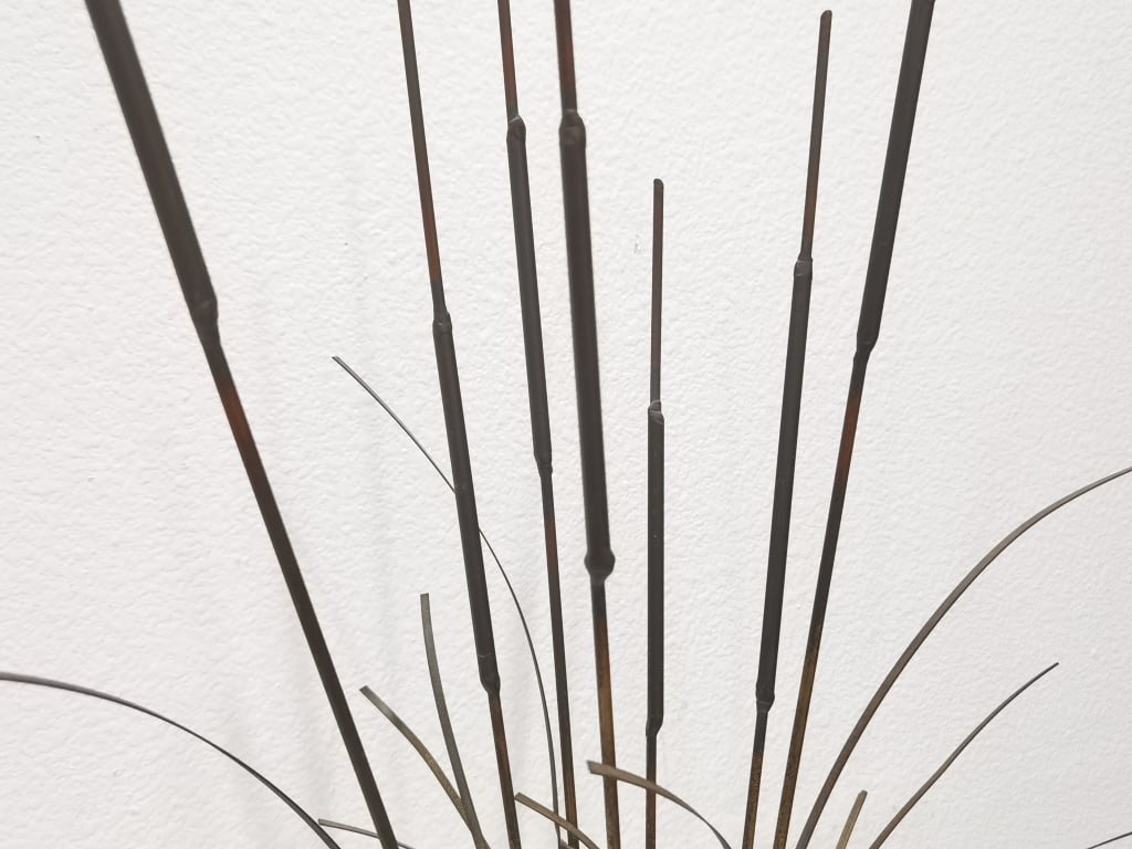 Signed J. Mullen Brass Cattails Sculpture - 4