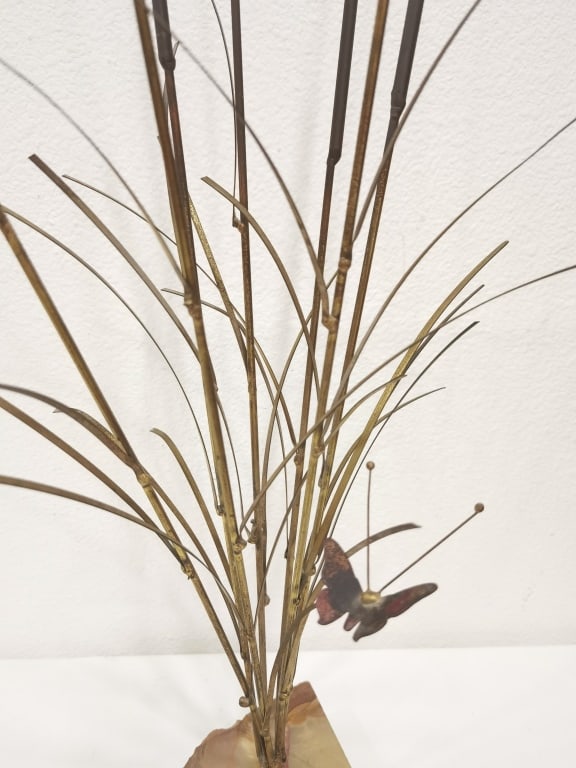Signed J. Mullen Brass Cattails Sculpture - 5