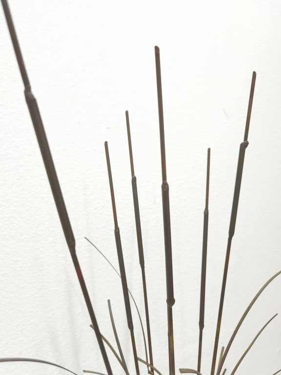 Signed J. Mullen Brass Cattails Sculpture - 6