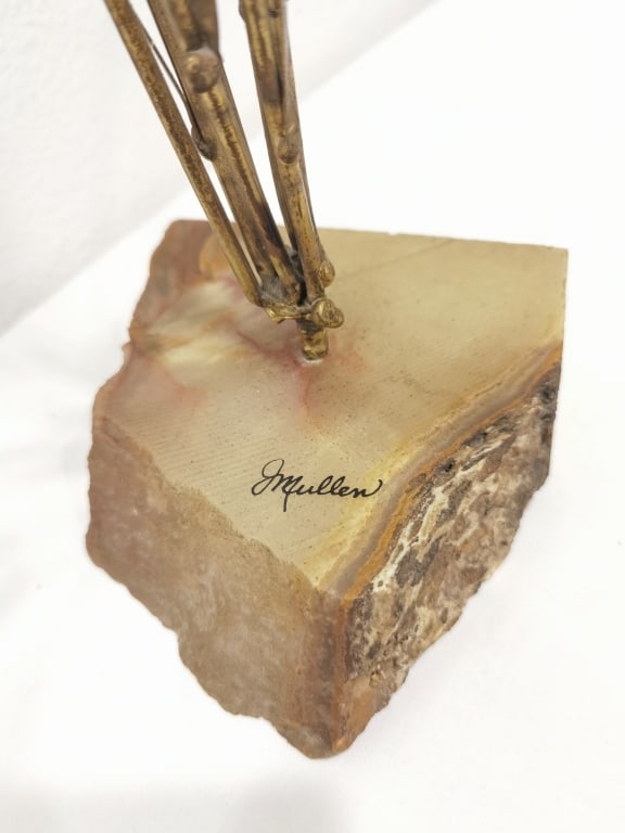 Signed J. Mullen Brass Cattails Sculpture - 7