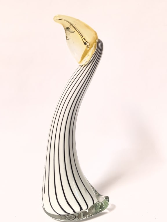 Murano Italy Striped Glass Bird Sculpture (1 of 4)