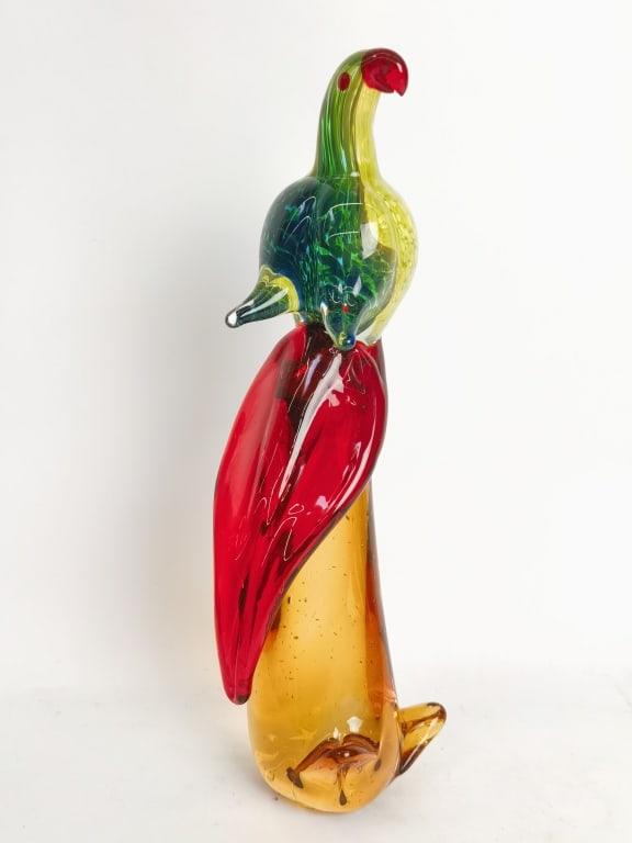 Large Murano Italy Art Glass Parrot: Large Murano Italy Art Glass Parrot, 13.75in