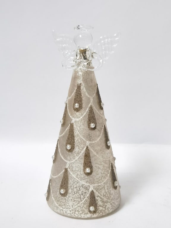 Vintage Metallic Art Glass Angel Light: Vintage Metallic Art Glass Angel Light, 8.25in