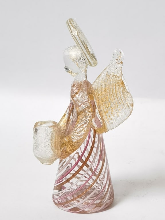 Vintage Murano Italy Glitter Striped Art Glass Ang (1 of 4)