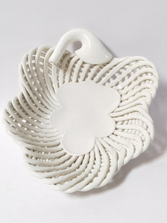Italian White Ceramic Lattice Floral Baskets (1 of 6)
