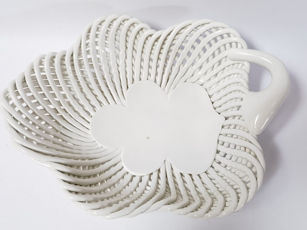 Italian White Ceramic Lattice Floral Baskets (1 of 6)