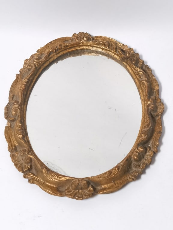 Vintage Florentia Italian Gilt Wood Oval Wall Mirr (1 of 4)