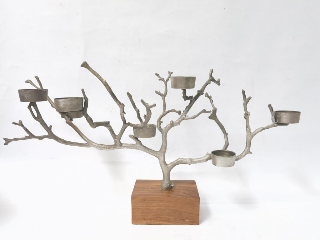 Silver-Tone Metal Seven-Branch Candle Holders (1 of 5)