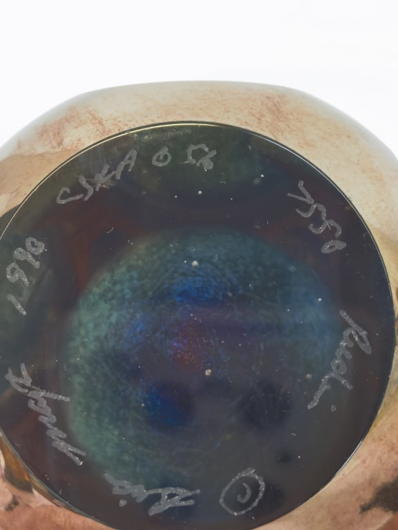 1990 Signed Studio Iridescent Art Glass Atomizer - 4
