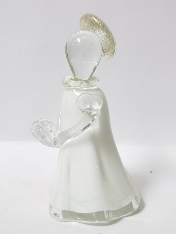 Vintage Murano Italy White Art Glass Angel: Vintage Murano Italy White Art Glass Angel, 7.5in