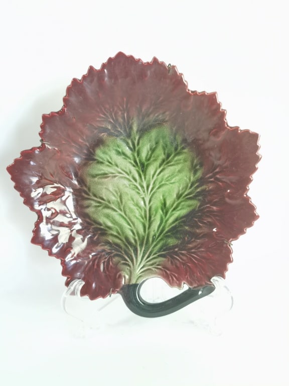 Antique French Majolica Vine Leaf Dish (1 of 3)