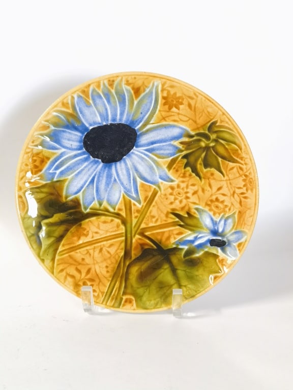 Antique French Majolica Floral Charger (1 of 4)