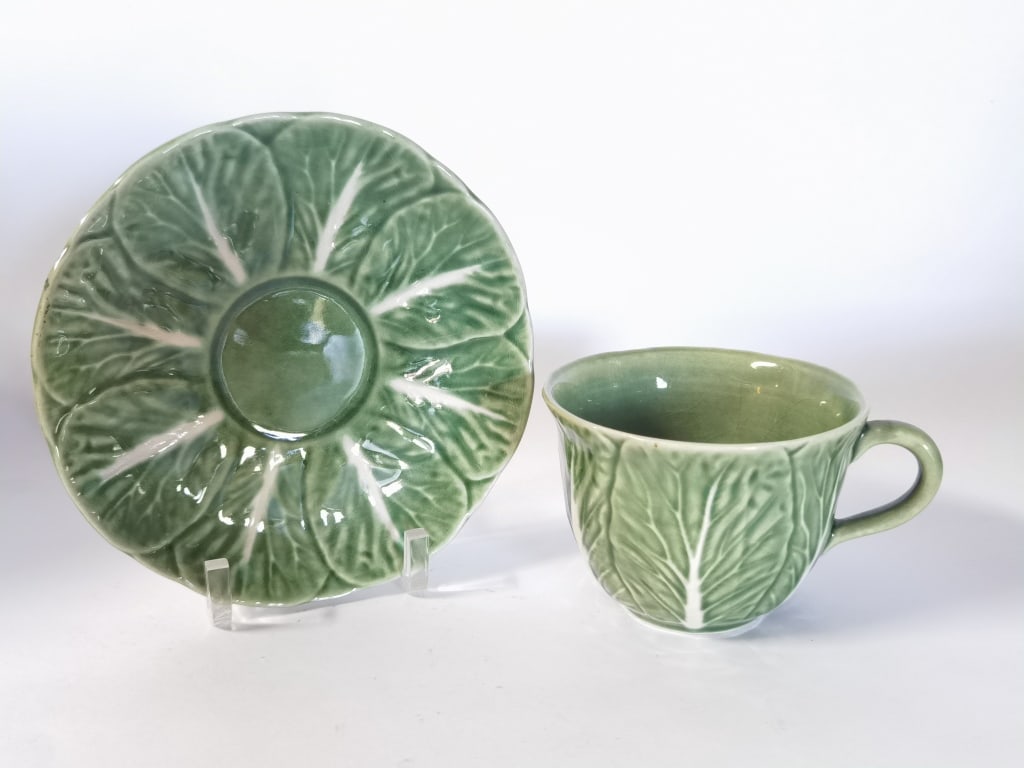 Bordallo Pinheiro Porcelain Green Cabbage Cup Set (1 of 5)