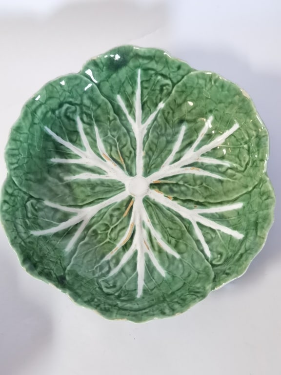 Antique Bordallo Pinheiro Porcelain Green Cabbagel (1 of 4)