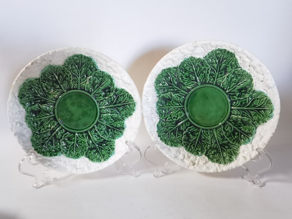 (2) Antique Bordallo Pinheiro Porcelain Cauliflowe (1 of 4)
