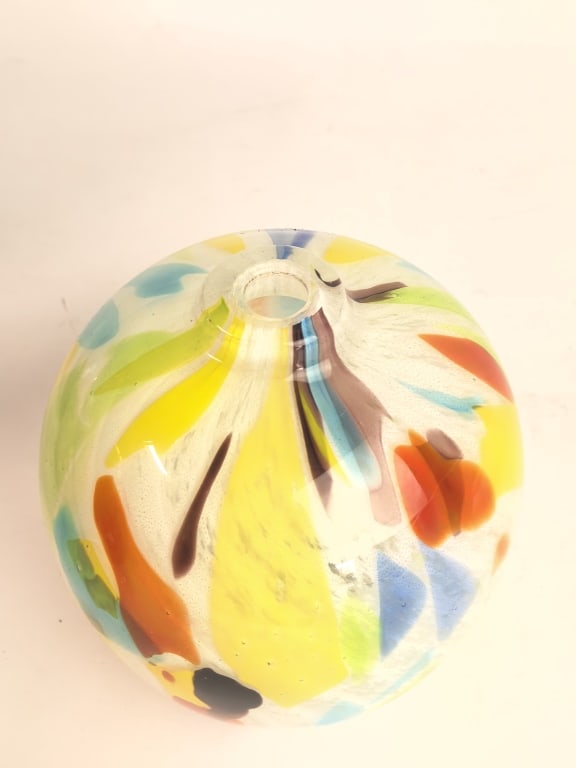 Murano Polychrome Patchwork Art Glass Spherical Va - 2