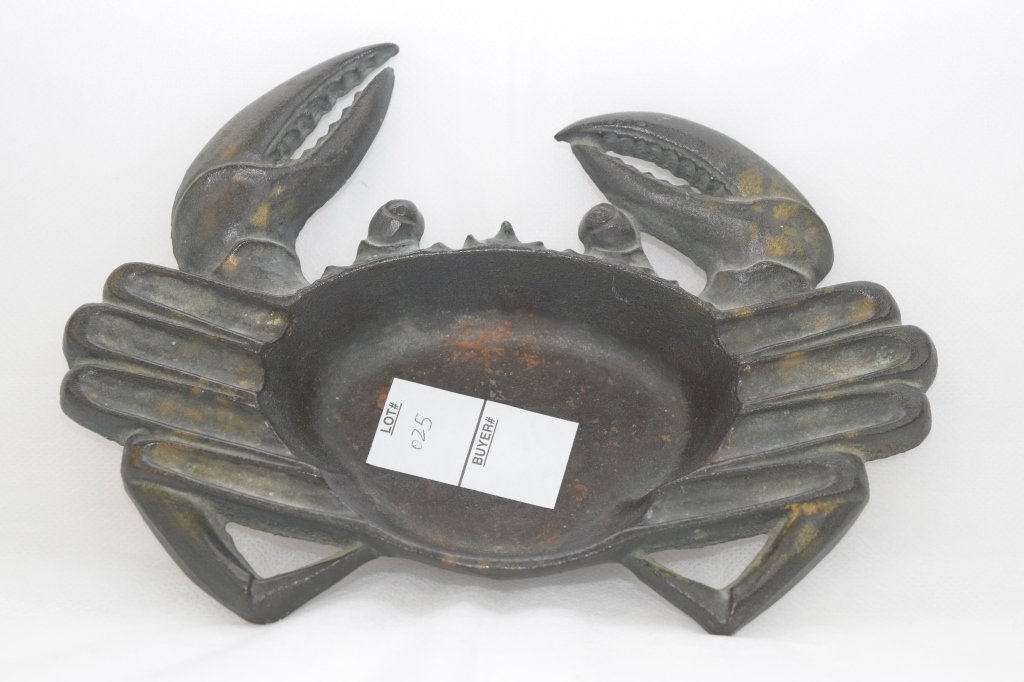 Japanese Bronze Crab-Shaped Brush Washer, Marked: Crab- shaped brush washer. Marked. L: 9in, W: 6.5in.