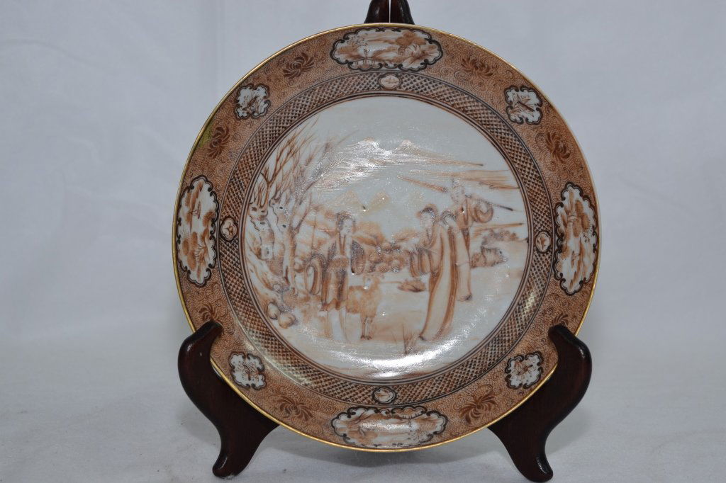 18th C. Chinese Export Ink Glaze Plate (1 of 5)