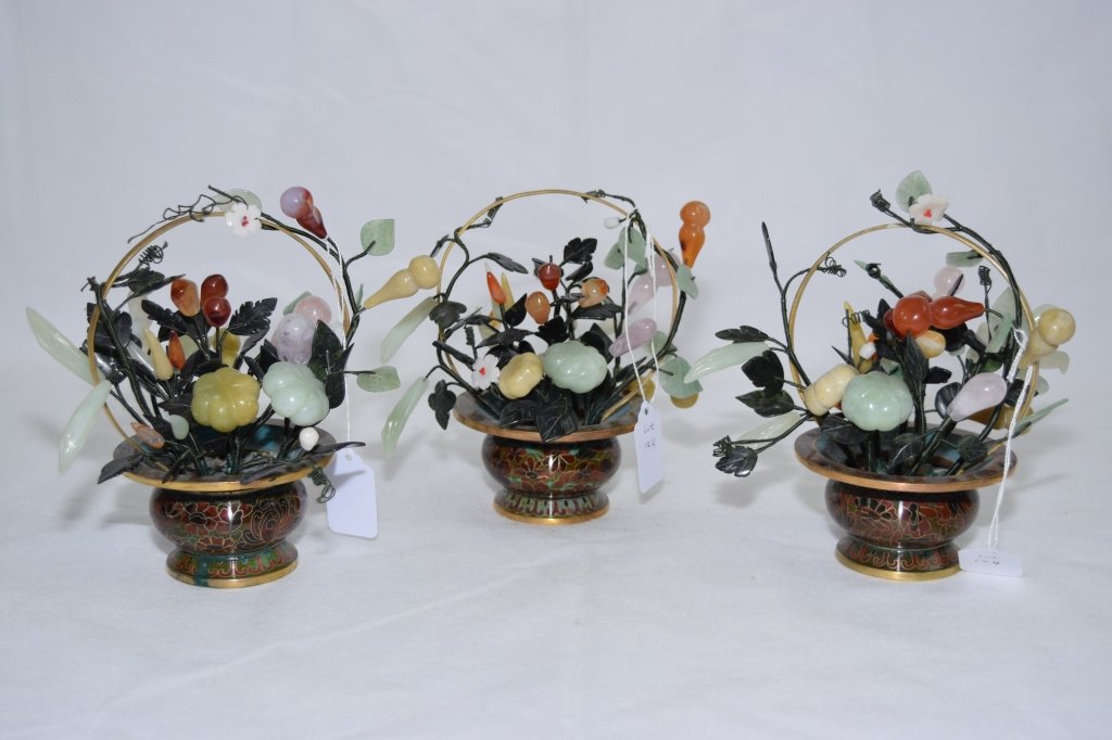 Three Small Chinese Jade Flower Trees (1 of 4)