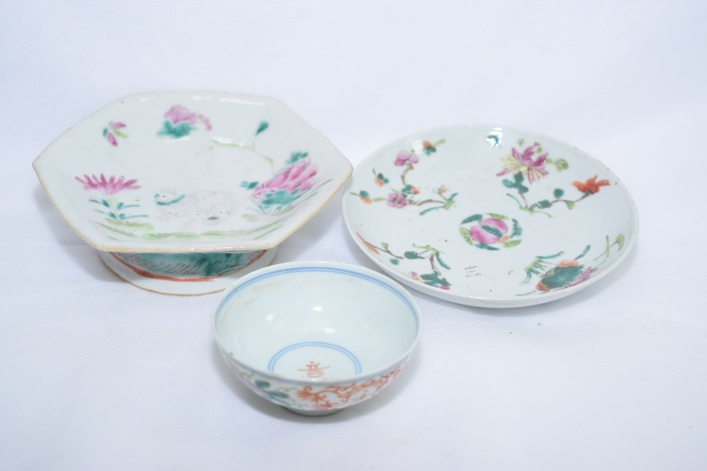 Three Chinese Famille Rose Plates (1 of 2)