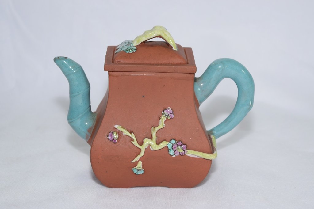 Chinese Enamel over YiXing ZiSha Teapot (1 of 3)
