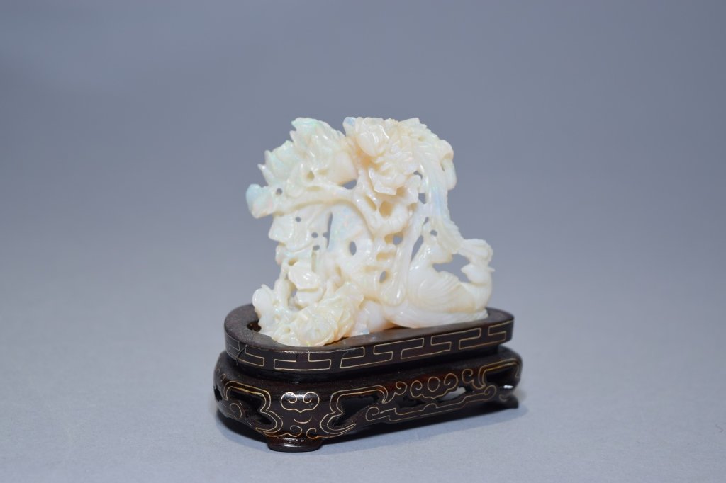 Chinese Opal Carving on Stand (1 of 5)