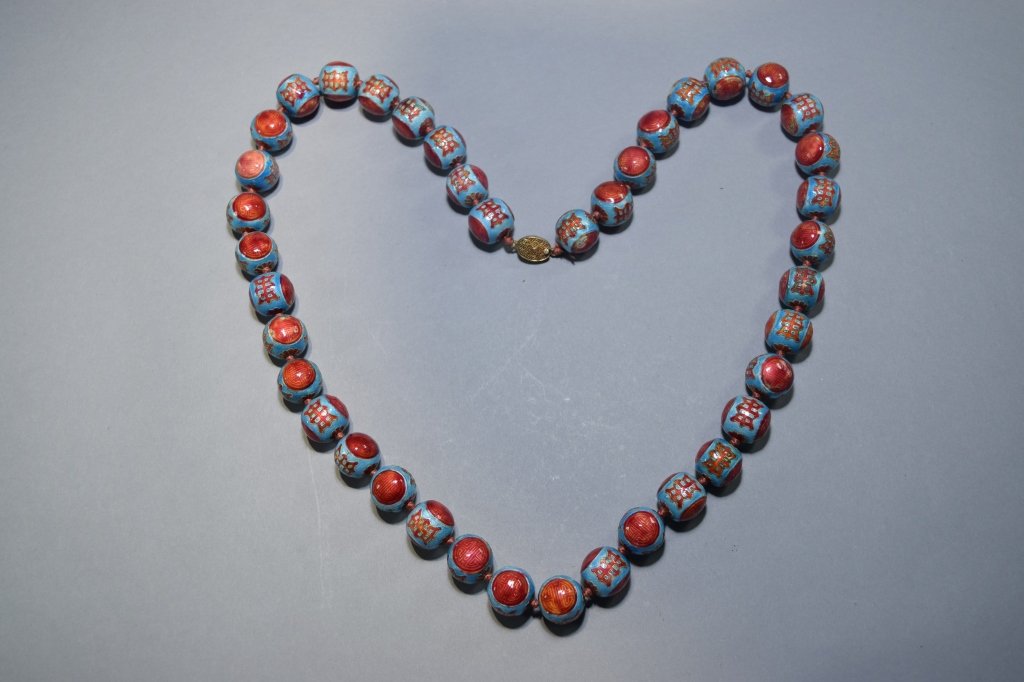 19th C. Chinese Enamel over Silver Necklace (1 of 5)