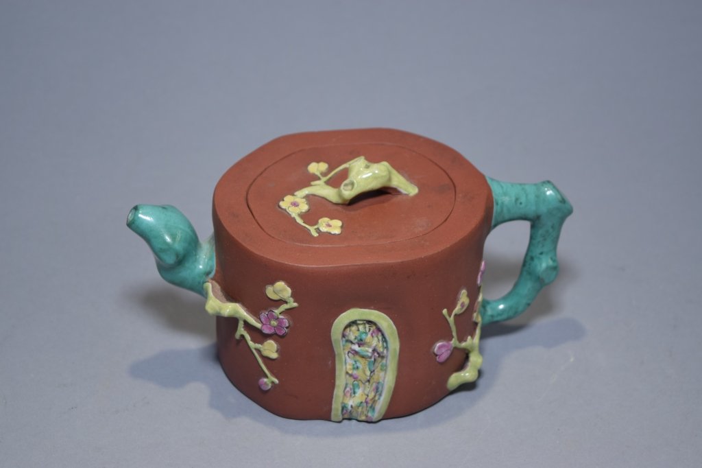 Late Qing Chinese Enamel on YiXing ZiSha Teapot (1 of 5)