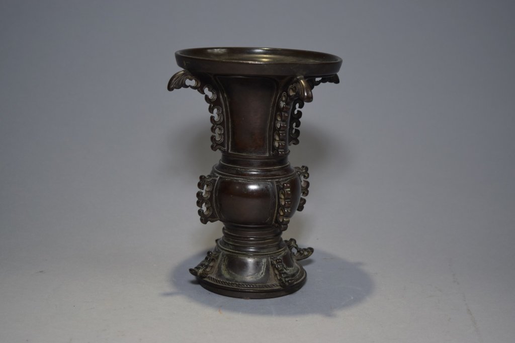 20th C. Chinese Bronze Gu Vase (1 of 3)