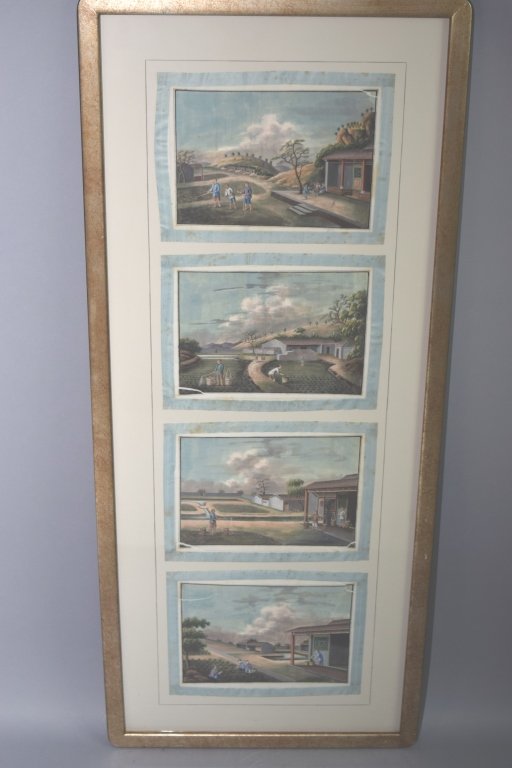Chinese Four Panel Watercolor on Rice Paper (1 of 5)